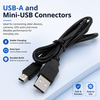 Kabel Data USB2.0 ke Mini USB 1m Pengisian Cepat untuk Kamera HDD Pemutar MP3/4 Kabel Charger Mini USB