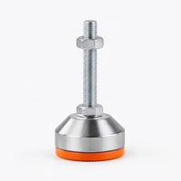 Pieds de nivellement robustes en acier au carbone D50*M10*L60/L80 avec patin en caoutchouc jaune, pied de support de machine M10 antidérapant et antivibrations