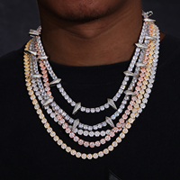 Hip Hop rappeur panthère noire 5mm collier glacé tendance hommes plein diamant pull chaîne de Tennis collier de Tennis pointu