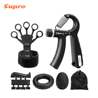 Kit Fortalecedor de Agarre Supro 5 en 1, Ejercitador de Dedos Ajustable y Anillo de Agarre para Entrenamiento y Recuperación Muscular