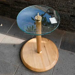 Glasplatte Tisch mit Messing verwendet Wohnzimmer Couch tisch Möbel aus Indonesien Herstellung
