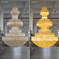 Lustres modernes en or à LED de luxe pour hôtel, grands lustres en cristal K9, luminaire suspendu islamique pour banquet et hôtel