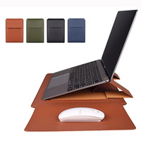 Housse pour ordinateur portable en cuir PU avec support, 13-15,6 pouces, sac messager étanche pour ordinateur, support pliable pour Macbook Dell