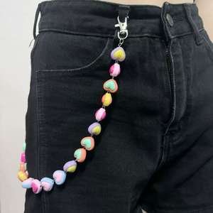 Kadınlar renkli boncuklu pantolon zincir aksesuarları gökkuşağı pantolon zincirleri kalp kemerler Jean cep zinciri - Product Image 3