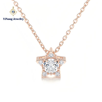 Collier vintage en argent plaqué avec moissanite taille brillant en forme d'étoile pour hommes et femmes, idéal pour les mariages, cadeau de luxe léger, logo personnalisable