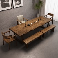 Meubles de Maison Table en Dalle de Pin en Bois Massif Table en Dalle à Bord Vivant