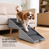 Faltbare Öko-Freundliche Hunderampe aus Massivholz für Kleine Hunde & Katzen Rutschfeste Hundetreppe Haustierzubehör Hunderampe Ottoman für Bett Sofa