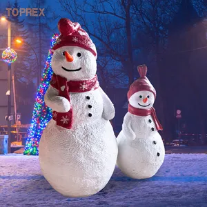 주문을 받아서 만들어진 큰 실물 크기 크리스마스 눈사람 장식 Led 수지 유리 섬유 유리 섬유 산타 클로스 조각 크리스마스 장식품 눈사람