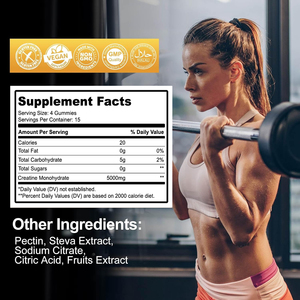 Biochealth 5000mg Creatine Monohydrate tạo Gummies cho nam giới và phụ nữ-BCAA, l-taurine để tăng sức mạnh và xây dựng cơ bắp - Product Image 4