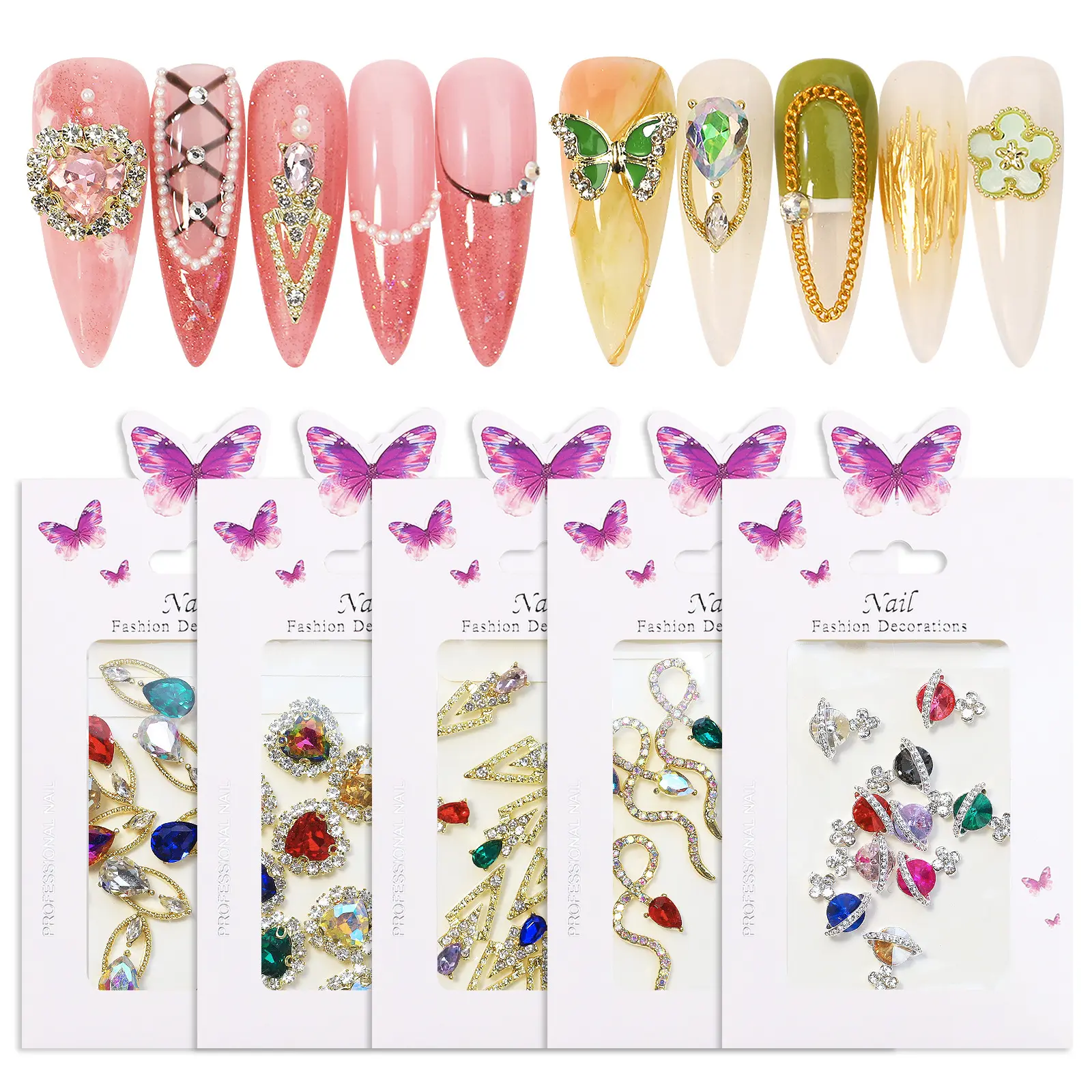 3D Nail Art Charms Zircon Paduan Perhiasan Kuku Transparan Shiny Charm Logam Gemstone Mode DIY Dekorasi Nail Art