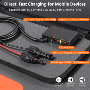 <span class=keywords><strong>Panneau</strong></span> <span class=keywords><strong>solaire</strong></span> portable 200W monocristallin, chargeur <span class=keywords><strong>solaire</strong></span> pliable, adapté au camping, aux voyages, aux camping-cars, au stockage d'énergie mobile - Product Image 3