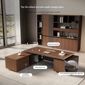 Bureau de direction moderne en forme de L, table de patron réversible en <span class=keywords><strong>bois</strong></span> avec rangement verrouillable, mobilier de bureau de luxe - Product Image 5