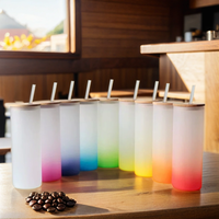 18/25oz Gelas Tumbler Kaca Borosilikat Berlapis Embun Botol Air Sublimasi Tutup Bambu Tiup Manual Aman untuk Mesin Cuci Piring dan Microwave XILIN