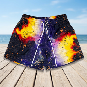 Elastic Waist Knitted Canvas <b>100</b>% <b>Polyester</b> Eco-Friendly Digital Print Sporty Sports and Leisure Shorts - Product Image 4