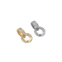 Connecteur universel plaqué or 14K incrusté de zircon, double anneau, polyvalent pour cordons, chaînes, DIY, anneau fendu, pendentif détachable