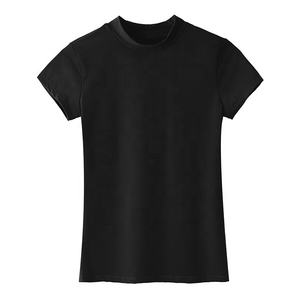 Maglietta estiva nuova T-shirt da <span class=keywords><strong>donna</strong></span> in <span class=keywords><strong>cotone</strong></span> lavorato a maglia mezza <span class=keywords><strong>dolcevita</strong></span> a maniche corte abbigliamento da <span class=keywords><strong>donna</strong></span> O collo T-shirt da <span class=keywords><strong>donna</strong></span> - Product Image 4