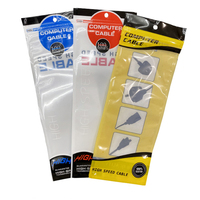 Sac à fermeture éclair en plastique personnalisé pour câbles, avec fenêtre transparente, scellé sur 3 côtés, pour l'emballage de câbles de données et de coques de téléphone