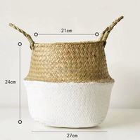 Sac de rangement suspendu pliable en bambou tressé color block, écologique, pour chaussures et outils, fleurs artificielles, maison et jardin