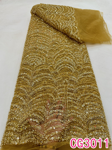 Tessuto in Pizzo Francese con Perline <span class=keywords><strong>Verde</strong></span> 100% Poliestere Ecologico all'Ingrosso, <span class=keywords><strong>Tulle</strong></span> Pesante per Abiti da Sposa di Lusso - Product Image 3
