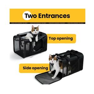 बड़ी क्षमता वाली पालतू वाहक बैग पोर्टेबल हैंडहेल्ड जाल छोटे कुत्तों बिल्लियों के लिए काले काले नीले रंग की यात्रा आउटडोर उपयोग - Product Image 6