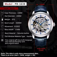 Montres automatiques mécaniques Pagani Design 1638 PD-1638 avec bracelet en cuir de luxe, montre-bracelet de haute qualité pour hommes, Relojes