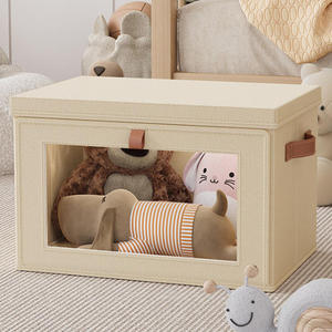 <b>Large</b> Fabric Closet Organizer with Window & Handles Collapsible Decorative Storage <b>Boxes</b> for Shelves - Product Image 4