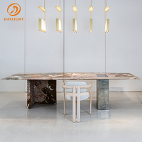 Ensemble de table à manger rectangulaire moderne de luxe 4 places 6 8 Meubles de salle à manger Ensemble de table à manger Plateau en marbre