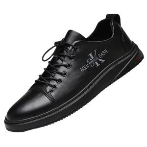 Chaussures de loisirs en cuir de vache pour hommes, été 2022, respirantes, décontractées, à la mode, à double couche, à semelle souple, blanches - Product Image 5