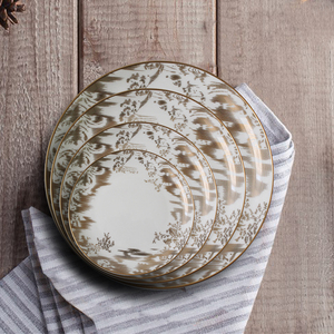 Portuguese Luxury Luxurious <b>White</b> <b>and</b> <b>Gold</b> Mediterranean Ceramics Porcelain Wholesale Customization Bone China Dinnerware <b>Sets</b> - Product Image 2