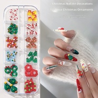 12 grilles de strass en résine pour nail art, motifs de Noël 3D Père Noël et rennes