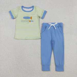 เสื้อยืดเด็กทารกแขนสั้นลายไม้เบสบอลสีน้ำเงิน BT1581 RTS รุ่น Boutique Top สำหรับเด็กผู้ชาย เสื้อผ้าฤดูร้อน - Product Image 5