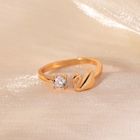 Ensemble de bagues ajustables en laiton étanche plaqué or 18 carats avec moissanite et zircon, style Art Déco, pour homme et femme, Anillos