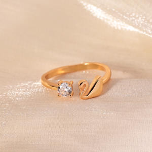 Moda personalizada ajustable latón moissanita circón 18K chapado en oro boda promesa Art Deco anillo de dedo conjunto para hombres mujeres Anillos - Product Image 4