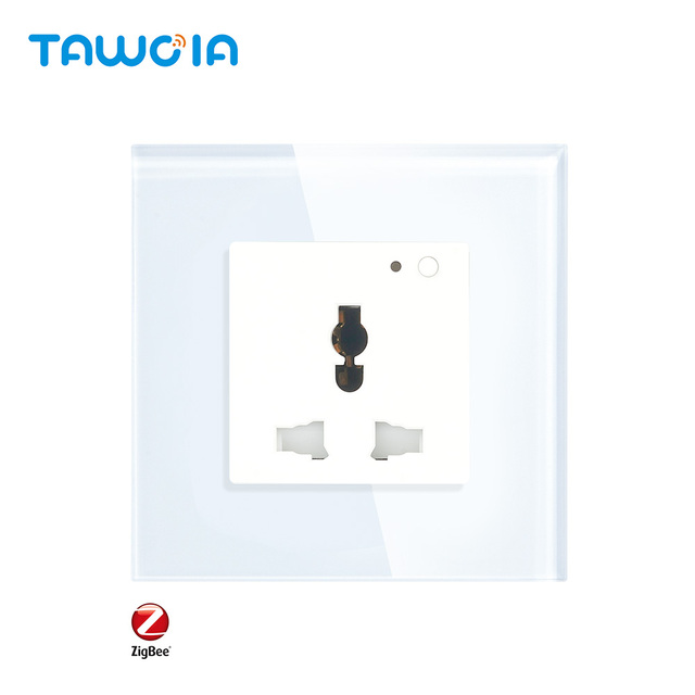 WiFi or Zigbee Smart Wall Socket 13A with Voice Control Via Google Assistant Tuya Smart Life APP Tempered Glass Construction