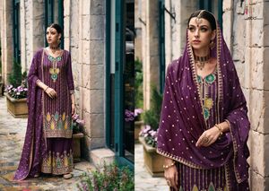 Chinon lourd avec broderie travail Salwar costume pour les femmes fête et Festival porter disponible au prix d'exportation - Product Image 6