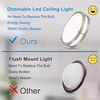 Lampu Plafon LED Cincin Ganda 13 Inci 36W, Terdaftar ETL, 5CCT Dapat Dipilih, Dapat Disesuaikan, Hemat Energi, Penerangan Dalam Ruangan