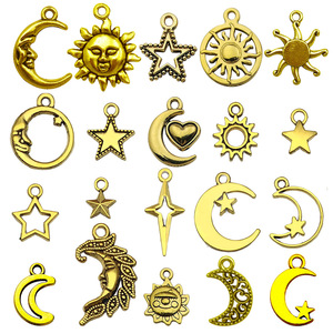 Pendentifs en alliage d'or antique, soleil, lune, étoile, formes variées, pour la fabrication de colliers, accessoires de bijoux DIY - Product Image 5