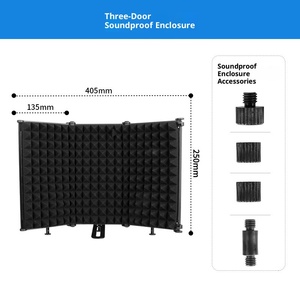 Écran d'isolation acoustique pour microphone de studio moderne à 5 panneaux, pliable, portable, en mousse insonorisante haute densité NRC 30dB, suspendu - Product Image 6
