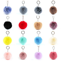 8 cm fausse fourrure boule pompons porte-clés pour sac à main sac à main 8 CM boule moelleuse auto-défense ensemble porte-clés pompons chaînes porte-clés moelleux