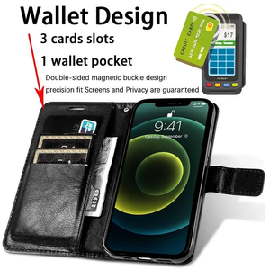 Funda Protectora para Teléfono JMAX Classic con Ranuras para Tarjetas, Tipo Cartera, con TPU Transparente y Cuero PU, para <span class=keywords><strong>Samsung</strong></span> A6 A6S A7 A8 A9 A80 A90 A91 - Product Image 4