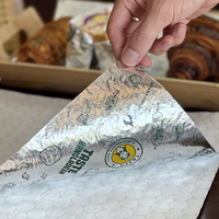 Papier d'emballage alimentaire en aluminium imperméable et résistant à la graisse, de qualité supérieure, à usage unique, conçu sur mesure pour l'emballage des aliments frits