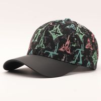 Gorra de béisbol de panel de PU, estilo europeo-americano, de lujo ligero, con visera curva, moderna, ajustable, unisex, informal, con logotipo personalizado, estampado de leopardo y frutas