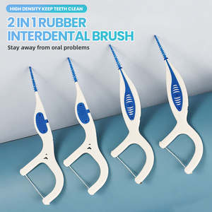 3 ב-1 מברשת שיניים מסיליקון וגומי, קיסמי שיניים רכים עם זנב גומי לניקוי שיניים, קיסמי שיניים בטעם מנטה, מנקים בין השיניים, אריזה בהתאמה אישית - Product Image 1