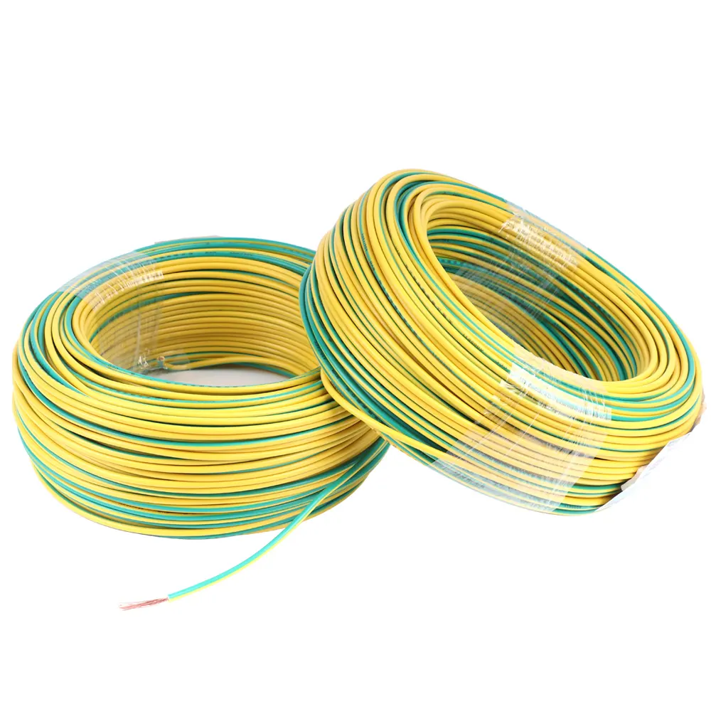 Buona vendita pvc terra terra filo giallo e verde 1.5mm 2.5mm 4mm 6mm rame flessibile cavo elettrico single core
