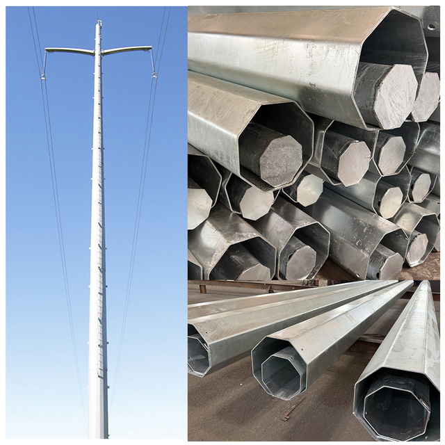 Overhead Power Tubular Corten Weathering Galvanized Steel 2mm Polygonal Distribution Utility Pole