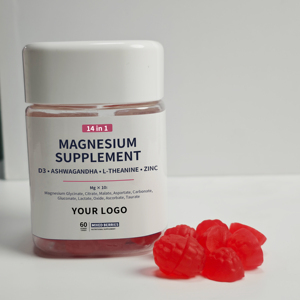 Gummies de magnésium complexe 14-en-1 à marque privée (<span class=keywords><strong>citrate</strong></span>, glycinate) avec Ashwagandha pour adultes – Végétaliennes, sans gluten, bienfaits antioxydants - Product Image 1