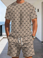 T-shirt décontracté pour homme, coupe ample, col rond, manches courtes, 350g-400g, polyester (Terylene), impression numérique 3D, design élégant, pull-over