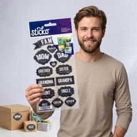 Lot de 14 autocollants personnalisés en PVC sur le thème de la famille (maman, papa, sœur, frère) pour la décoration d'albums et de calendriers DIY