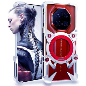 Housse de protection sans cadre en métal aluminium 360 pour Huawei <span class=keywords><strong>Mate</strong></span> 70 60 50 40 RS / 70 60 50 40 <span class=keywords><strong>30</strong></span> Pro Creative Hollow Cover + Lanyard - Product Image 1