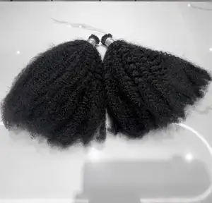Groothandel 100% Ruwe Onbewerkte Maagdelijke Indiase Haar Dubbel Getrokken Afro Kinky Krullende Keratine I Tip Haarverlenging